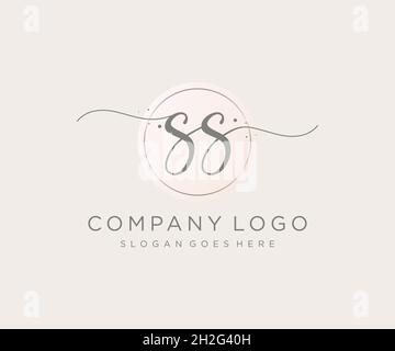SS feminine logo. Usable for Nature, Salon, Spa, Cosmetic and Beauty Logos. Flat Vector Logo Design Template Element. Stock Vector