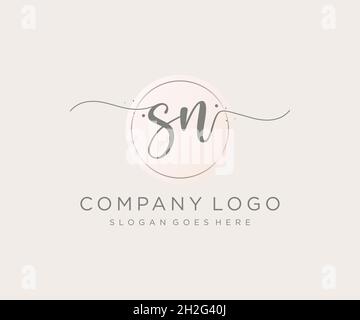 SN feminine logo. Usable for Nature, Salon, Spa, Cosmetic and Beauty Logos. Flat Vector Logo Design Template Element. Stock Vector