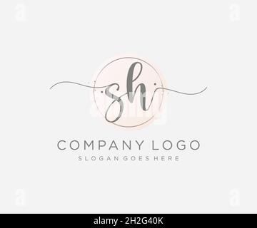 SH feminine logo. Usable for Nature, Salon, Spa, Cosmetic and Beauty Logos. Flat Vector Logo Design Template Element. Stock Vector
