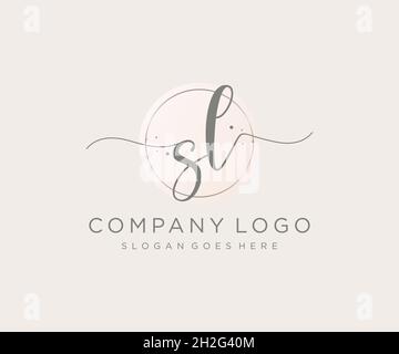 SL feminine logo. Usable for Nature, Salon, Spa, Cosmetic and Beauty Logos. Flat Vector Logo Design Template Element. Stock Vector