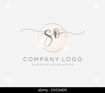 SO feminine logo. Usable for Nature, Salon, Spa, Cosmetic and Beauty Logos. Flat Vector Logo Design Template Element. Stock Vector