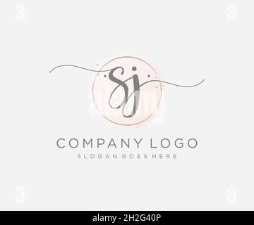 SJ feminine logo. Usable for Nature, Salon, Spa, Cosmetic and Beauty Logos. Flat Vector Logo Design Template Element. Stock Vector