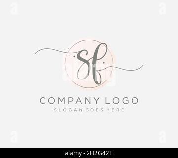 SF feminine logo. Usable for Nature, Salon, Spa, Cosmetic and Beauty Logos. Flat Vector Logo Design Template Element. Stock Vector