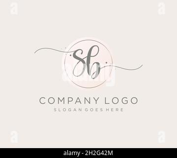 SB feminine logo. Usable for Nature, Salon, Spa, Cosmetic and Beauty Logos. Flat Vector Logo Design Template Element. Stock Vector
