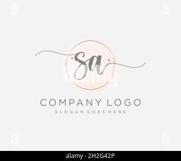 SA feminine logo. Usable for Nature, Salon, Spa, Cosmetic and Beauty Logos. Flat Vector Logo Design Template Element. Stock Vector