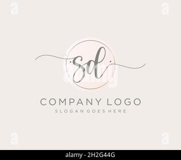 SD feminine logo. Usable for Nature, Salon, Spa, Cosmetic and Beauty Logos. Flat Vector Logo Design Template Element. Stock Vector