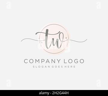 TW feminine logo. Usable for Nature, Salon, Spa, Cosmetic and Beauty Logos. Flat Vector Logo Design Template Element. Stock Vector