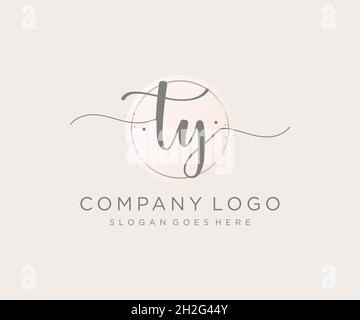 TY feminine logo. Usable for Nature, Salon, Spa, Cosmetic and Beauty Logos. Flat Vector Logo Design Template Element. Stock Vector
