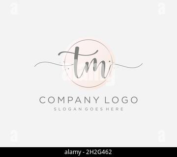 TM feminine logo. Usable for Nature, Salon, Spa, Cosmetic and Beauty Logos. Flat Vector Logo Design Template Element. Stock Vector