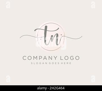 TN feminine logo. Usable for Nature, Salon, Spa, Cosmetic and Beauty Logos. Flat Vector Logo Design Template Element. Stock Vector
