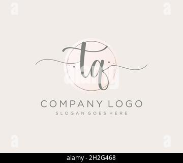 TQ feminine logo. Usable for Nature, Salon, Spa, Cosmetic and Beauty Logos. Flat Vector Logo Design Template Element. Stock Vector