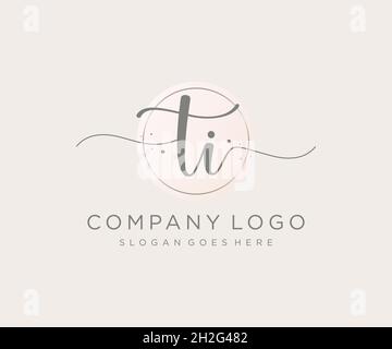 TI feminine logo. Usable for Nature, Salon, Spa, Cosmetic and Beauty Logos. Flat Vector Logo Design Template Element. Stock Vector