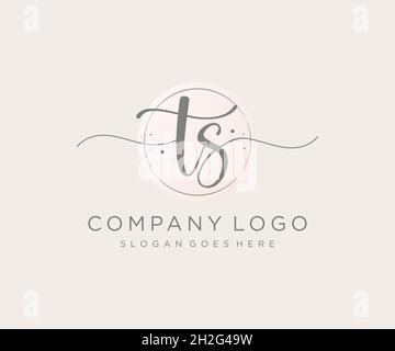 TS feminine logo. Usable for Nature, Salon, Spa, Cosmetic and Beauty Logos. Flat Vector Logo Design Template Element. Stock Vector