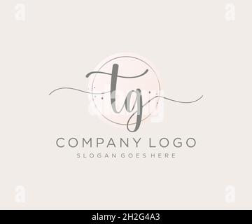 TG feminine logo. Usable for Nature, Salon, Spa, Cosmetic and Beauty Logos. Flat Vector Logo Design Template Element. Stock Vector