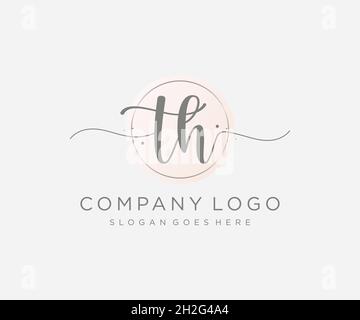 TH feminine logo. Usable for Nature, Salon, Spa, Cosmetic and Beauty Logos. Flat Vector Logo Design Template Element. Stock Vector