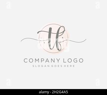 TF feminine logo. Usable for Nature, Salon, Spa, Cosmetic and Beauty Logos. Flat Vector Logo Design Template Element. Stock Vector