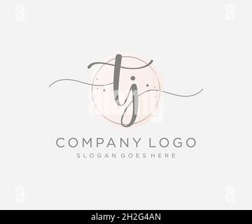 TJ feminine logo. Usable for Nature, Salon, Spa, Cosmetic and Beauty Logos. Flat Vector Logo Design Template Element. Stock Vector