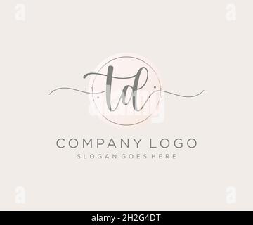 TD feminine logo. Usable for Nature, Salon, Spa, Cosmetic and Beauty Logos. Flat Vector Logo Design Template Element. Stock Vector