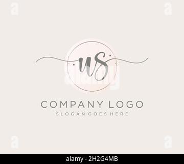US feminine logo. Usable for Nature, Salon, Spa, Cosmetic and Beauty Logos. Flat Vector Logo Design Template Element. Stock Vector