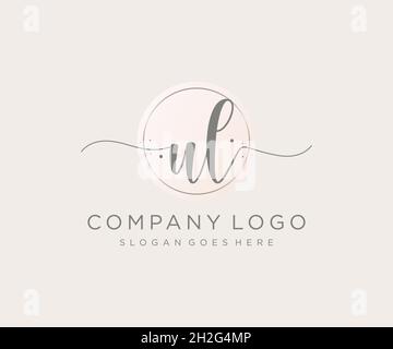 UL feminine logo. Usable for Nature, Salon, Spa, Cosmetic and Beauty Logos. Flat Vector Logo Design Template Element. Stock Vector