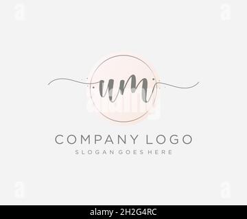 UM feminine logo. Usable for Nature, Salon, Spa, Cosmetic and Beauty Logos. Flat Vector Logo Design Template Element. Stock Vector