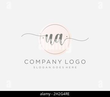 UA feminine logo. Usable for Nature, Salon, Spa, Cosmetic and Beauty Logos. Flat Vector Logo Design Template Element. Stock Vector