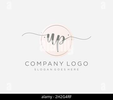 UP feminine logo. Usable for Nature, Salon, Spa, Cosmetic and Beauty Logos. Flat Vector Logo Design Template Element. Stock Vector