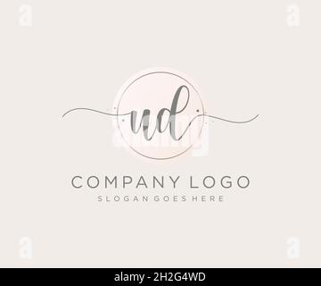UD feminine logo. Usable for Nature, Salon, Spa, Cosmetic and Beauty Logos. Flat Vector Logo Design Template Element. Stock Vector