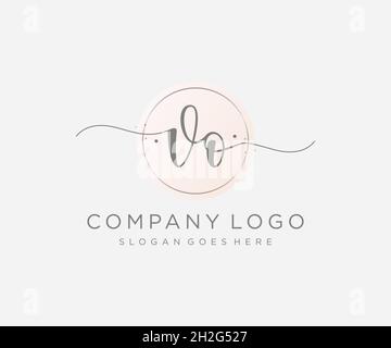 VO feminine logo. Usable for Nature, Salon, Spa, Cosmetic and Beauty Logos. Flat Vector Logo Design Template Element. Stock Vector