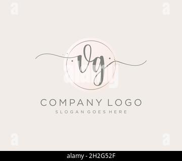 VG feminine logo. Usable for Nature, Salon, Spa, Cosmetic and Beauty Logos. Flat Vector Logo Design Template Element. Stock Vector