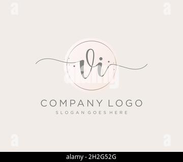VI feminine logo. Usable for Nature, Salon, Spa, Cosmetic and Beauty Logos. Flat Vector Logo Design Template Element. Stock Vector