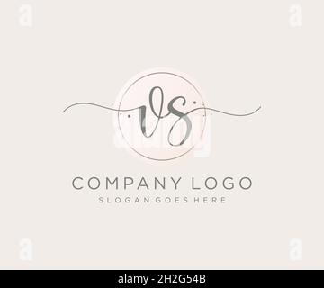 VS feminine logo. Usable for Nature, Salon, Spa, Cosmetic and Beauty Logos. Flat Vector Logo Design Template Element. Stock Vector