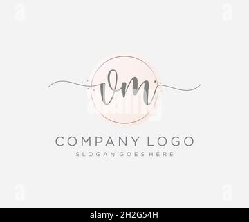 VM feminine logo. Usable for Nature, Salon, Spa, Cosmetic and Beauty Logos. Flat Vector Logo Design Template Element. Stock Vector