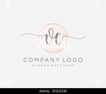 VC feminine logo. Usable for Nature, Salon, Spa, Cosmetic and Beauty Logos. Flat Vector Logo Design Template Element. Stock Vector