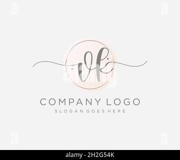 VK feminine logo. Usable for Nature, Salon, Spa, Cosmetic and Beauty Logos. Flat Vector Logo Design Template Element. Stock Vector