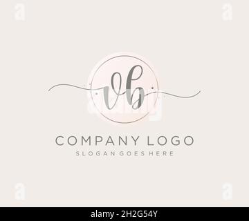 VB feminine logo. Usable for Nature, Salon, Spa, Cosmetic and Beauty Logos. Flat Vector Logo Design Template Element. Stock Vector