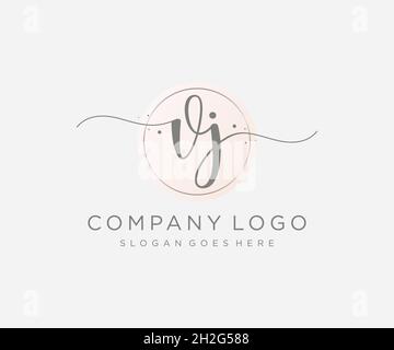VJ feminine logo. Usable for Nature, Salon, Spa, Cosmetic and Beauty Logos. Flat Vector Logo Design Template Element. Stock Vector