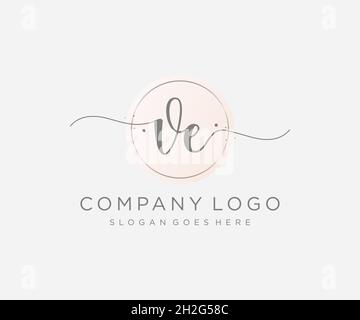 VE feminine logo. Usable for Nature, Salon, Spa, Cosmetic and Beauty Logos. Flat Vector Logo Design Template Element. Stock Vector