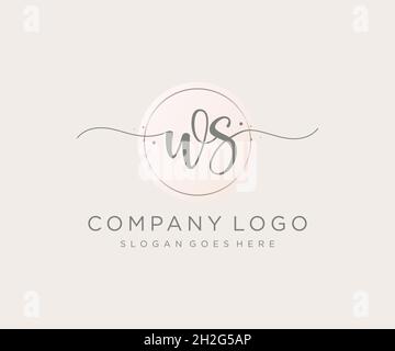 WS feminine logo. Usable for Nature, Salon, Spa, Cosmetic and Beauty Logos. Flat Vector Logo Design Template Element. Stock Vector