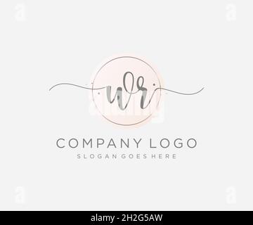 WR feminine logo. Usable for Nature, Salon, Spa, Cosmetic and Beauty Logos. Flat Vector Logo Design Template Element. Stock Vector