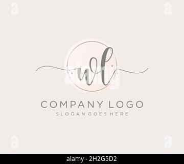WL feminine logo. Usable for Nature, Salon, Spa, Cosmetic and Beauty Logos. Flat Vector Logo Design Template Element. Stock Vector