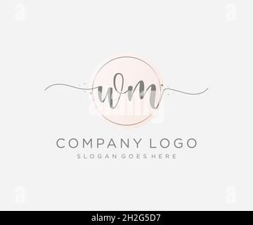 WM feminine logo. Usable for Nature, Salon, Spa, Cosmetic and Beauty Logos. Flat Vector Logo Design Template Element. Stock Vector
