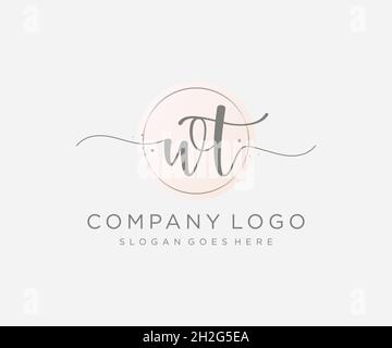 WT feminine logo. Usable for Nature, Salon, Spa, Cosmetic and Beauty Logos. Flat Vector Logo Design Template Element. Stock Vector