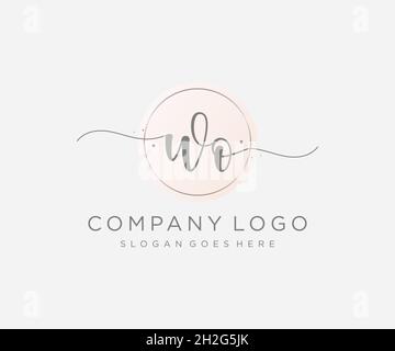 WO feminine logo. Usable for Nature, Salon, Spa, Cosmetic and Beauty Logos. Flat Vector Logo Design Template Element. Stock Vector