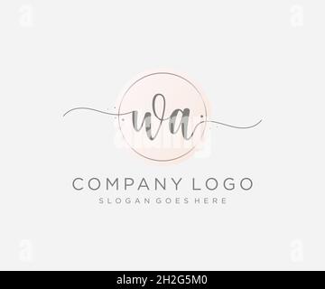 WA feminine logo. Usable for Nature, Salon, Spa, Cosmetic and Beauty Logos. Flat Vector Logo Design Template Element. Stock Vector