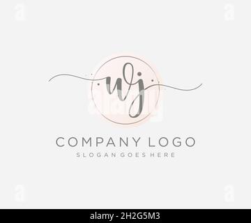 WJ feminine logo. Usable for Nature, Salon, Spa, Cosmetic and Beauty Logos. Flat Vector Logo Design Template Element. Stock Vector