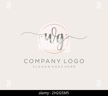 WG feminine logo. Usable for Nature, Salon, Spa, Cosmetic and Beauty Logos. Flat Vector Logo Design Template Element. Stock Vector