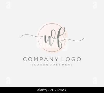 WF feminine logo. Usable for Nature, Salon, Spa, Cosmetic and Beauty Logos. Flat Vector Logo Design Template Element. Stock Vector