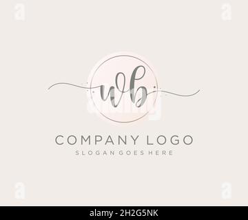 WB feminine logo. Usable for Nature, Salon, Spa, Cosmetic and Beauty Logos. Flat Vector Logo Design Template Element. Stock Vector