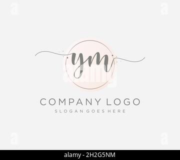 YM feminine logo. Usable for Nature, Salon, Spa, Cosmetic and Beauty Logos. Flat Vector Logo Design Template Element. Stock Vector